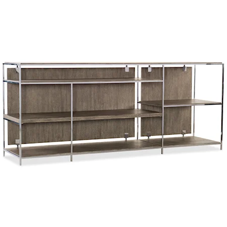 Contemporary Low Bookcase with Metal Accents