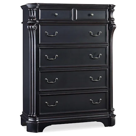 6 Drawer Chest with Carved Pilasters and Bracket Feet