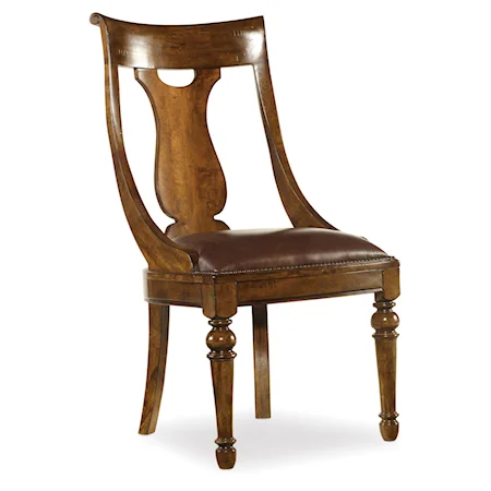 Leather Upholstered Traditional Dining Side Chair