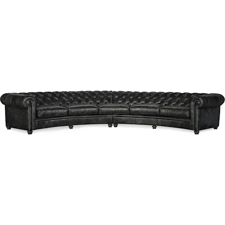 Majesty Tufted Sectional Sofa in Black Leather