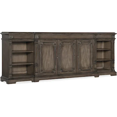 Traditional 3-Door Entertainment Console with Adjustable Shelves