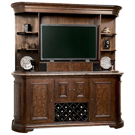 Traditional Back Bar with Marble Top & Hutch