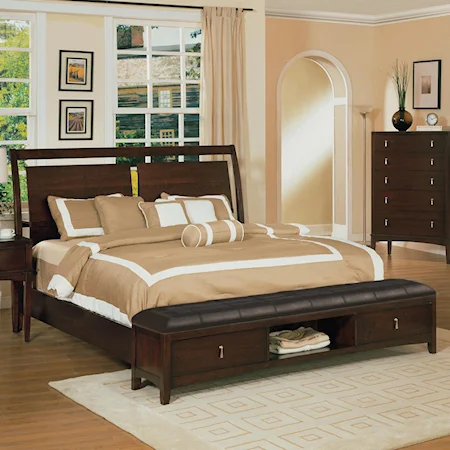 Queen Storage Headboard and Bench Footboard Bed
