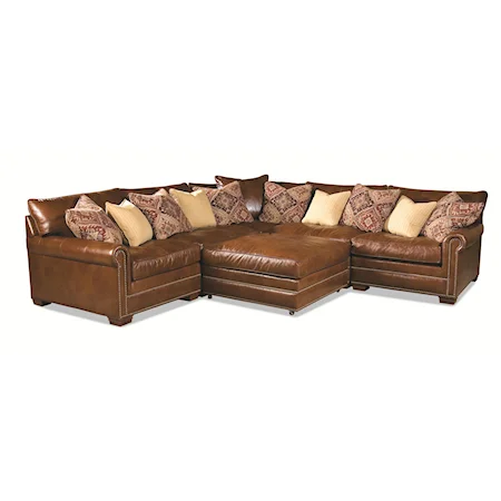 Roll Arm Corner Sectional w/ Ottoman