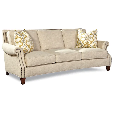 Transitional Sofa with Rolled Arms and Nailhead Trim