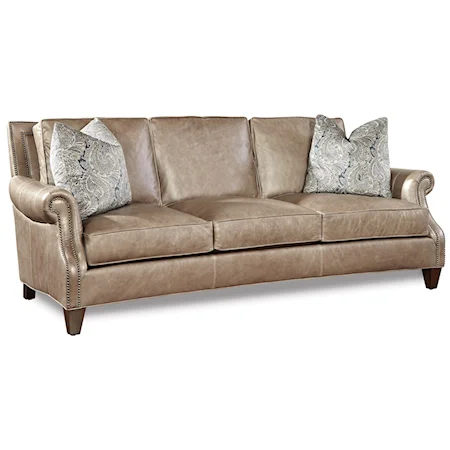 Transitional Sofa with Rolled Arms and Nailhead Trim