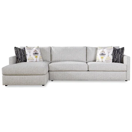 Contemporary 2-Piece Sofa Chaise with Track Arms