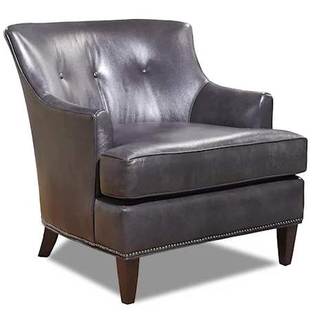 Traditional Leather Chair with Tapered Feet