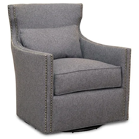 Contemporary Swivel Upholstered Chair with Nailhead Trim