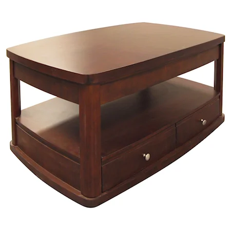 Rectangular Lift Top Cocktail Table with Storage Drawers