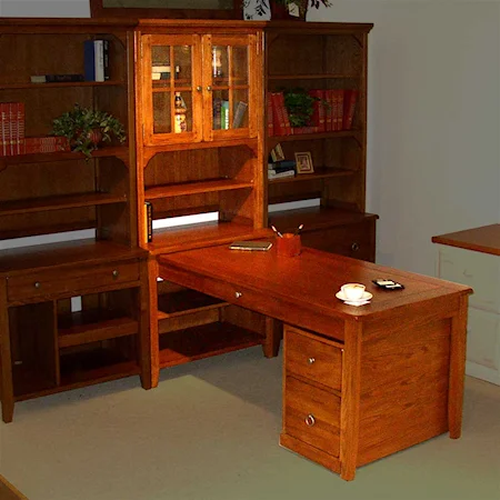 Three-Piece Desk-and-Hutch Workstation