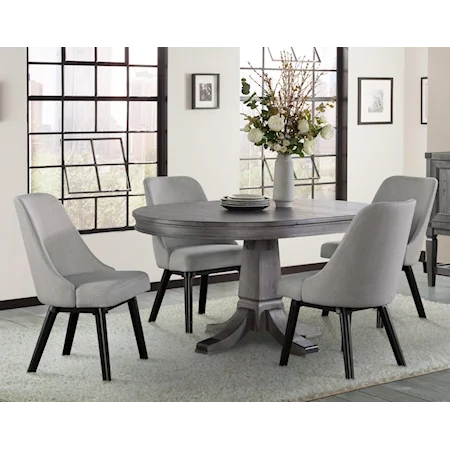 Relaxed Vintage 5-Piece Table and Chair Set with Removable Leaf