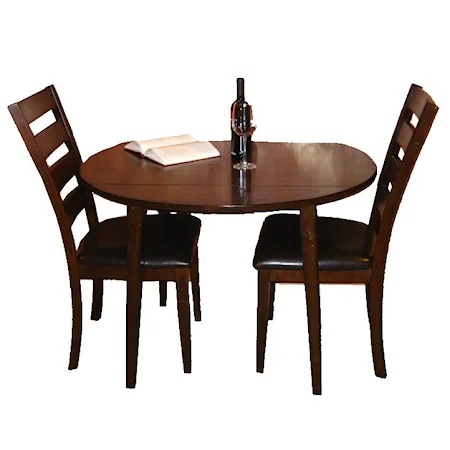 3 Piece Drop Leaf Dining Table and Ladder Back Side Chair Dining Set