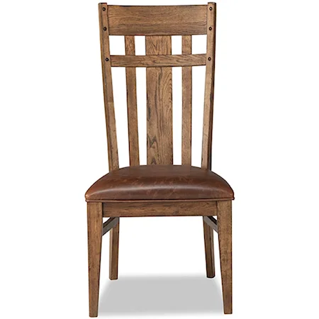 Lattice Back Dining Side Chair with Upholstered Seat