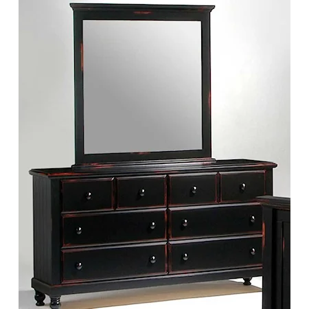 Six Drawer Dresser and Mirror