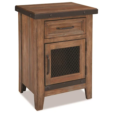 Rustic 1 Drawer Nightstand with USB Charging