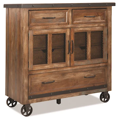 Rustic Media Chest with Flip-Up Front Media Drawers