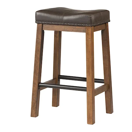 Rustic 30" Upholstered Bar Stool with Metal Accents