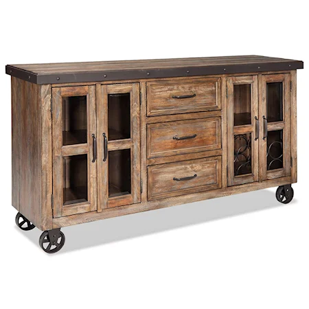 Rustic Sideboard with Flip-Up Front Media Drawer