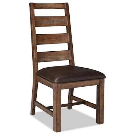 Rustic Upholstered Side Chair with Ladder Back