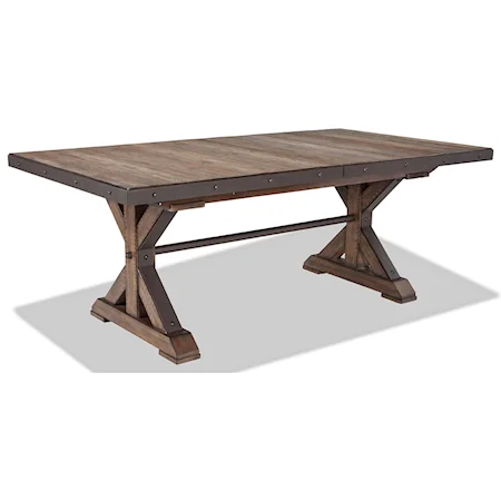 Rustic Trestle Table with Self-Storing Leaf