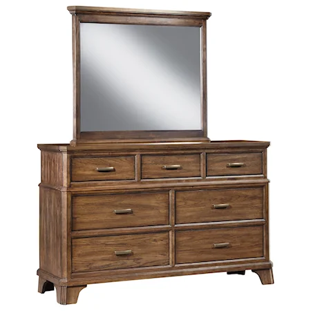 Transitional 7 Drawer Dresser & Mirror Set