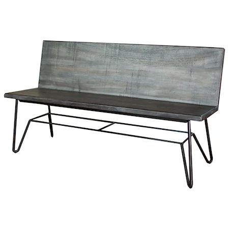 Solid Wood Bench with Metal Base