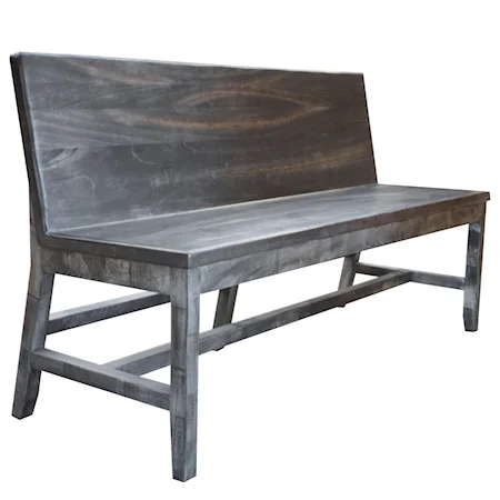 Rustic Solid Wood Bench with Back Rest