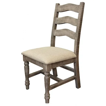 Solid Wood Ladderback Chair with Fabric Seat