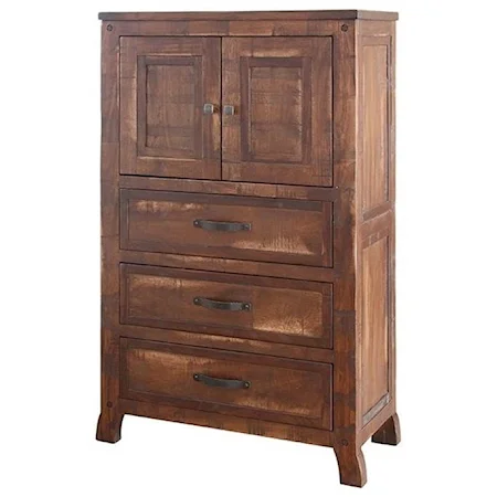 Rustic Chest with Doors and Drawers