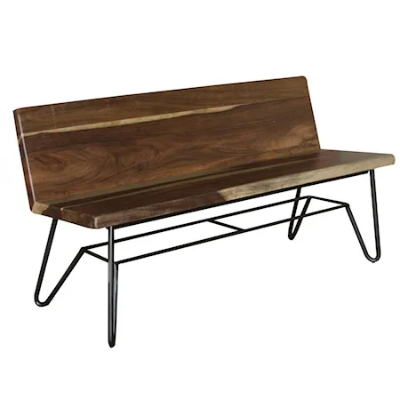 Contemporary Solid Wood Bench with Back Rest