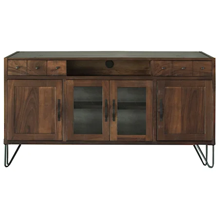 Rustic 70" TV Stand with 2 Drawers and 4 Doors