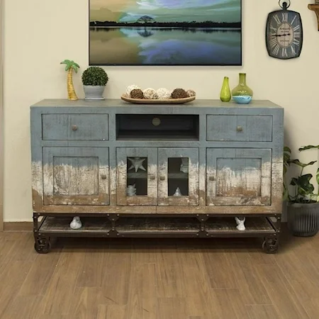 Coastal 2-Drawer and 4-Door TV Stand