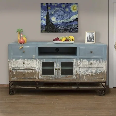 Coastal 6-Drawer and 2-Door TV Stand