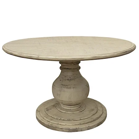 Relaxed Vintage Round Pedestal Dining Table