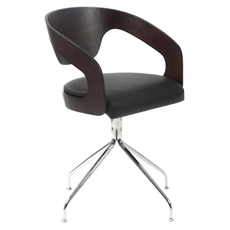 Contemporary Wenge Dining Chair w/ Chrome Base & Swivel