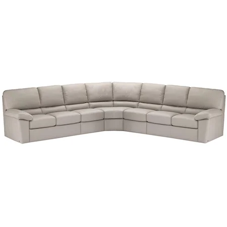 Contemporary Leather Sofa Sectional with Plush Pillow Arms