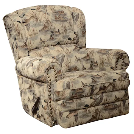 Duck Dynasty Recliner with Rolled Arms and Nailhead Trim
