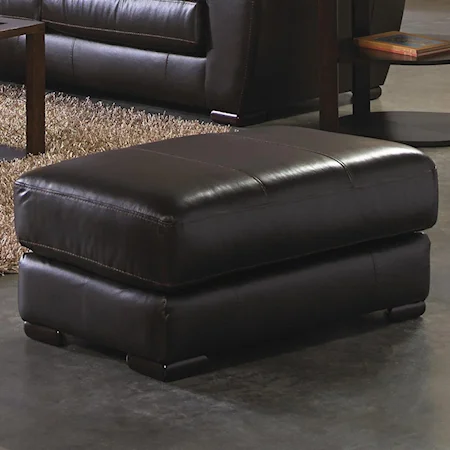 Contemporary Leather Match Upholstered Ottoman