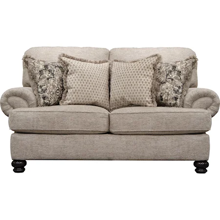 Transitional Loveseat with Solid Wood Legs
