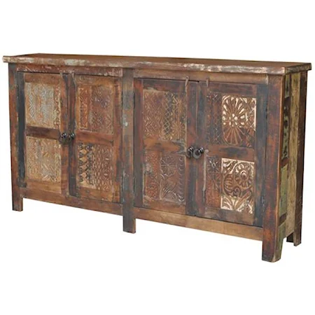 Reclaimed Wood 4 Door Print Block Sideboard