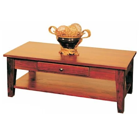 Ajara Warm Brown 1-Drawer 1-Shelf Coffee Table