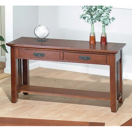 Sofa Table with Two Drawers and a Shelf