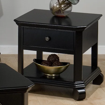 Single Drawer End Table with Crown Molding