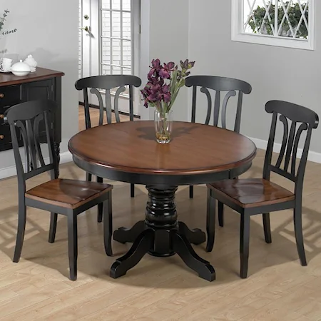 5-Piece Round to Oval Pedestal Table and Crowder Side Chair Set