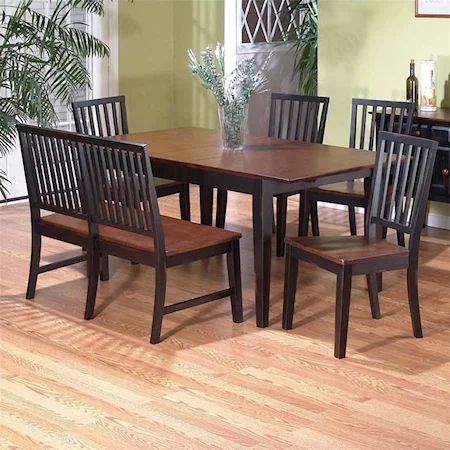 6-Piece Mission Dining Table, Bench, & Side Chair Set