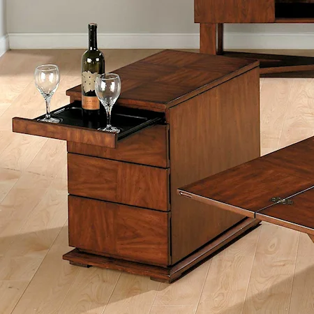 Chairside Table with Three Drawers and Cup Holder Tray