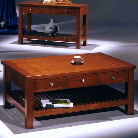 Cocktail Table / Coffee Table with Six Drawers and a Shelf