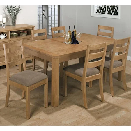 7-Piece Butterfly Leaf Dining Table & Slat Back Chair Set