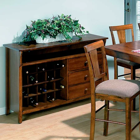 Server with Convertible Wine Rack and 2 Drawers